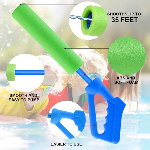  TNELTUEB 6-Pack Foam Water Blaster, Water Guns, Shooting Up to 30 Feet Outdoor Swimming Pool Summer Fun Party Games Toys Super Soaker for Kids Teens Adults