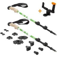 TNH Outdoors Rakaia Designs Trekking Poles with Selfie Attachment - Lightweight, Aluminum Hiking, Walking Sticks with Natural Cork Grips, Quick Locks, 4 Season/All Terrain Accessor