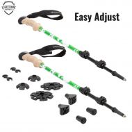 TNH Outdoors Trekking Poles - Lightweight, Aluminum Hiking, Walking & Running Sticks with Natural Cork Grips, Quick Locks, 4 Season/All Terrain Accessories and Carry Bag