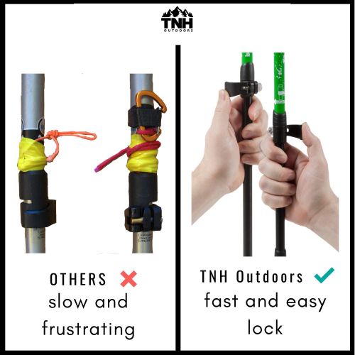  TNH Outdoors Trekking Poles - Lightweight, Aluminum Hiking, Walking & Running Sticks with Natural Cork Grips, Quick Locks, 4 Season/All Terrain Accessories and Carry Bag