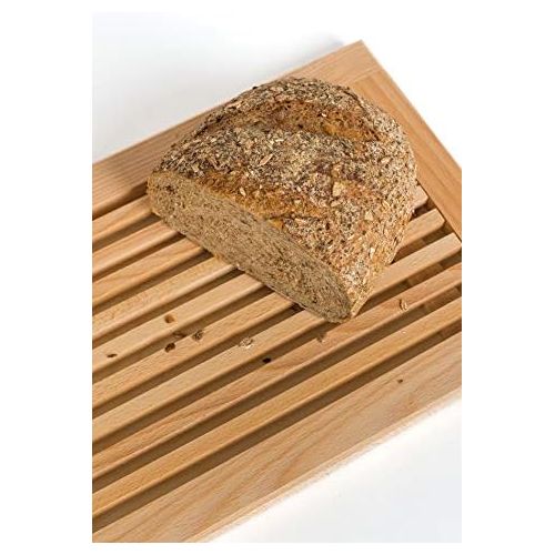  [아마존베스트]TNNature Bread Chopping Board with Crumb Groove and Crumb Catcher Beech Wood 40 x 25 x 2.5 cm