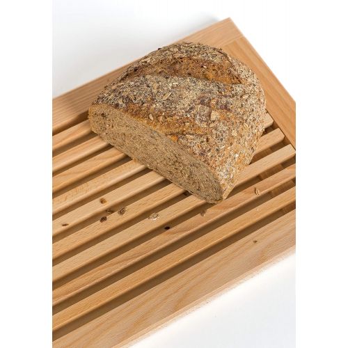  [아마존베스트]TNNature Bread Chopping Board with Crumb Groove and Crumb Catcher Beech Wood 40 x 25 x 2.5 cm