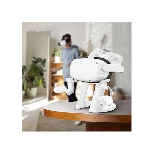  TNP VR Headset Stand for Oculus Quest 2 Holder Touch Controller Display Stand Docking Station White, Meta Quest 2/ Quest/Rift/Rift S/Samsung Odyssey VR Stand/Valve Index/HTC Vive/Valve Index