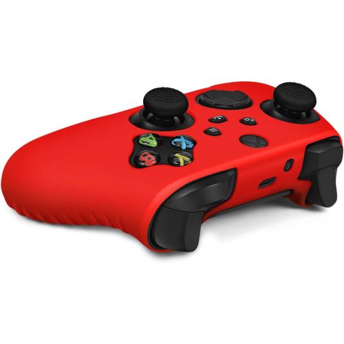  TNP Products TNP Silicone Case Cover for Xbox Series X/S Controller Skin Shell + 8 Pro Thumb Grips Set (Red) Ergonomic Textured Grip Dust Protector Compatible with New Xbox Series S X Controlle