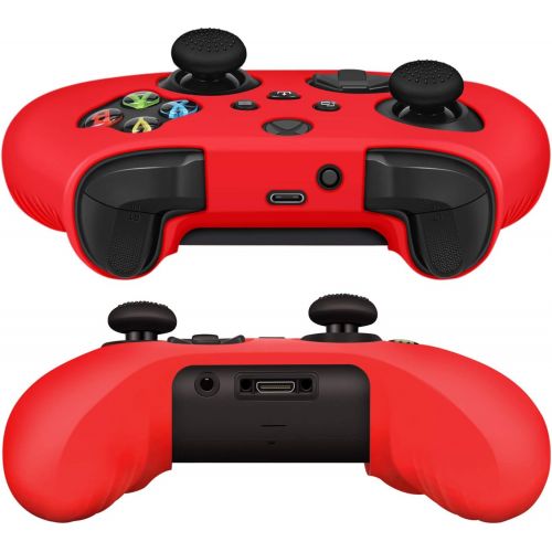  TNP Products TNP Silicone Case Cover for Xbox Series X/S Controller Skin Shell + 8 Pro Thumb Grips Set (Red) Ergonomic Textured Grip Dust Protector Compatible with New Xbox Series S X Controlle