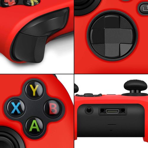  TNP Products TNP Silicone Case Cover for Xbox Series X/S Controller Skin Shell + 8 Pro Thumb Grips Set (Red) Ergonomic Textured Grip Dust Protector Compatible with New Xbox Series S X Controlle
