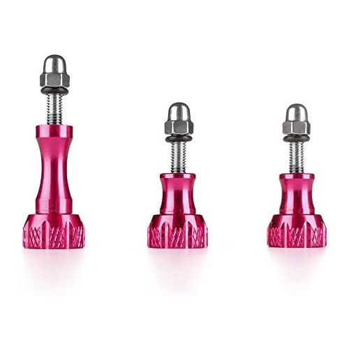  TNP Products TNP GoPro Thumb Screw Set (Pink) - Aluminum Alloy Thumbscrew Knob Bolt Kit for GoPro Hero 9 8 7 6 5 4 3+ 3 2, GoPro Hero Session, SJCAM DJI Osmo HD Action Cameras - 3pcs 1x Long Sc