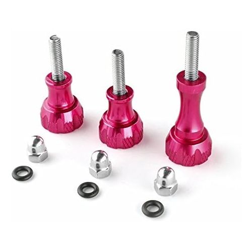  TNP Products TNP GoPro Thumb Screw Set (Pink) - Aluminum Alloy Thumbscrew Knob Bolt Kit for GoPro Hero 9 8 7 6 5 4 3+ 3 2, GoPro Hero Session, SJCAM DJI Osmo HD Action Cameras - 3pcs 1x Long Sc