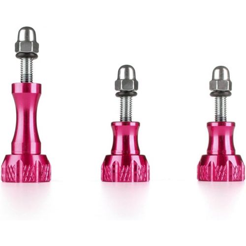  TNP Products TNP GoPro Thumb Screw Set (Pink) - Aluminum Alloy Thumbscrew Knob Bolt Kit for GoPro Hero 9 8 7 6 5 4 3+ 3 2, GoPro Hero Session, SJCAM DJI Osmo HD Action Cameras - 3pcs 1x Long Sc