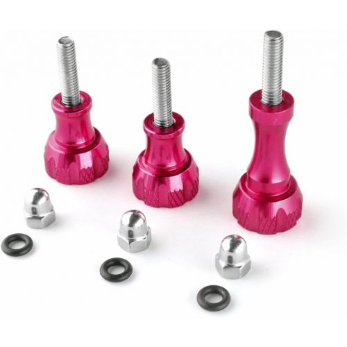  TNP Products TNP GoPro Thumb Screw Set (Pink) - Aluminum Alloy Thumbscrew Knob Bolt Kit for GoPro Hero 9 8 7 6 5 4 3+ 3 2, GoPro Hero Session, SJCAM DJI Osmo HD Action Cameras - 3pcs 1x Long Sc