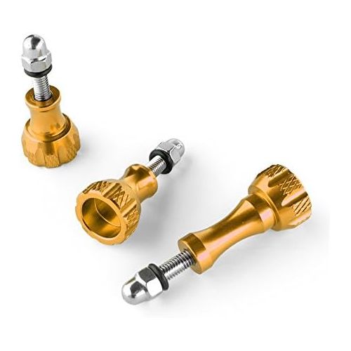  TNP Products TNP GoPro Thumb Screw Set (Gold) - Aluminum Alloy Thumbscrew Knob Bolt Kit for GoPro Hero 9 8 7 6 5 4 3+ 3 2, GoPro Hero Session, SJCAM DJI Osmo HD Action Cameras - 3pcs 1x Long Sc