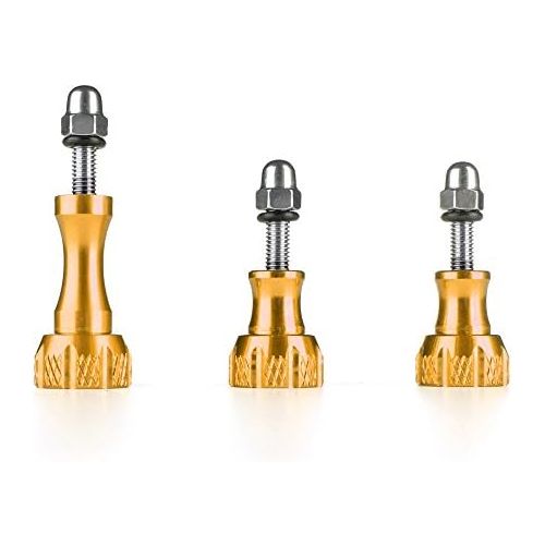  TNP Products TNP GoPro Thumb Screw Set (Gold) - Aluminum Alloy Thumbscrew Knob Bolt Kit for GoPro Hero 9 8 7 6 5 4 3+ 3 2, GoPro Hero Session, SJCAM DJI Osmo HD Action Cameras - 3pcs 1x Long Sc