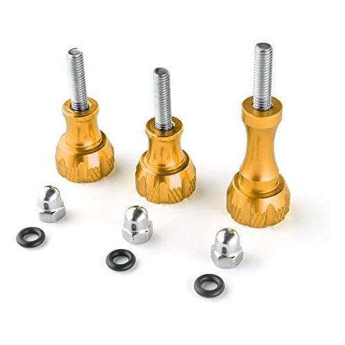  TNP Products TNP GoPro Thumb Screw Set (Gold) - Aluminum Alloy Thumbscrew Knob Bolt Kit for GoPro Hero 9 8 7 6 5 4 3+ 3 2, GoPro Hero Session, SJCAM DJI Osmo HD Action Cameras - 3pcs 1x Long Sc