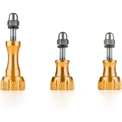  TNP Products TNP GoPro Thumb Screw Set (Gold) - Aluminum Alloy Thumbscrew Knob Bolt Kit for GoPro Hero 9 8 7 6 5 4 3+ 3 2, GoPro Hero Session, SJCAM DJI Osmo HD Action Cameras - 3pcs 1x Long Sc