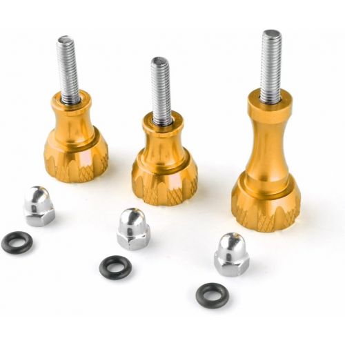  TNP Products TNP GoPro Thumb Screw Set (Gold) - Aluminum Alloy Thumbscrew Knob Bolt Kit for GoPro Hero 9 8 7 6 5 4 3+ 3 2, GoPro Hero Session, SJCAM DJI Osmo HD Action Cameras - 3pcs 1x Long Sc