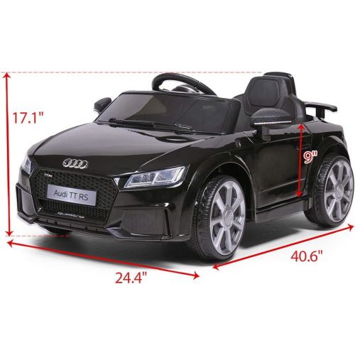  TOBBI Kids Ride On Car,Audi TT RS Licensed Kids Electric car w/ Battery Powered car w/2 Motors Remote Control,Music Mp3,Two Doors Open,Play AUX, for Boys Girls Black