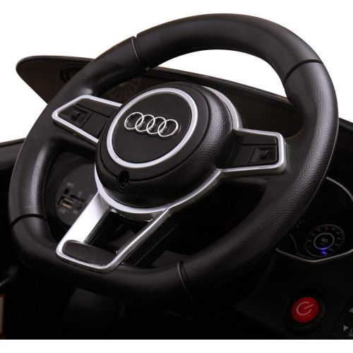  TOBBI Kids Ride On Car,Audi TT RS Licensed Kids Electric car w/ Battery Powered car w/2 Motors Remote Control,Music Mp3,Two Doors Open,Play AUX, for Boys Girls Black