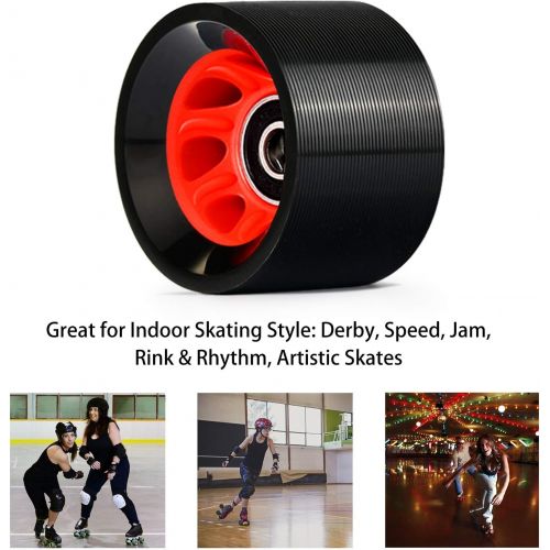  TOBWOLF 8 Pack 58mm x 39mm, 95A, Indoor Quad Roller Skate Wheels for Roller Derby Speed Skating, Artistic, Jam, Rink & Rhythm Skates, PU Wear-Resistant Wheels Double-Row Roller Ska
