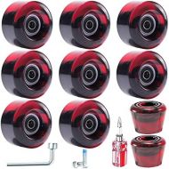 TOBWOLF 8 Pack 82A Quad Roller Skate Wheels with PU Toe Stoppers, 58mm x 32mm Outdoor/Indoor Double Row Roller Skating Wheels Replacements ABEC 9 Bearings/Bolts & Screw Driver