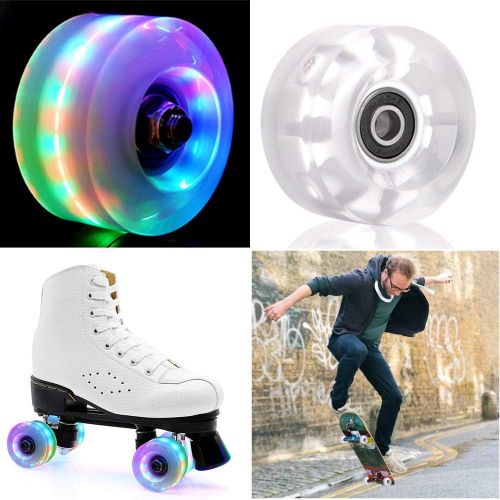  TOBWOLF 8 Pack 82A 58mm x 32mm in/Outdoor Light Up Quad Roller Skate Wheels, Luminous LED Flashing Wheels for Double-Row Roller Skating, Durable High Rebound PU Wheels Replacements
