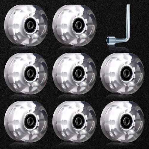  TOBWOLF 8 Pack 82A 58mm x 32mm in/Outdoor Light Up Quad Roller Skate Wheels, Luminous LED Flashing Wheels for Double-Row Roller Skating, Durable High Rebound PU Wheels Replacements