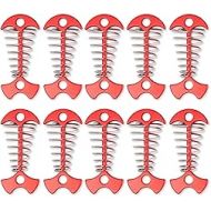 TOBWOLF 10PCS Deck Anchor Pegs, Windproof Aluminium Alloy Fishbone Tent Stakes with Spring Buckle, Portable Wind Rope Anchor, Camping Tent Nail