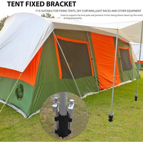  TOBWOLF 2 Pack Camping Tent Rod Holder, Outdoor Iron Reinforced Windproof Awning Poles Stand, Portable Tent Fixed Tube, Tarp Poles Fixator for Fishing, Camping, Hiking