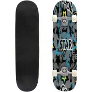 TOEGDNPK Skateboards for Beginners Teens Adults Abstract Seamless for Girls Boys Clothes Creative with dots Geometric 31 X 8 Complete Standard Skate Board, Outdoor Sports Maple Double Kick