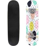 TOEGDNPK Skateboards for Beginners Teens Adults Creative Seamless with Hand Drawn Textures Abstract Polka dot 31 X 8 Complete Standard Skate Board, Outdoor Sports Maple Double Kick Concave