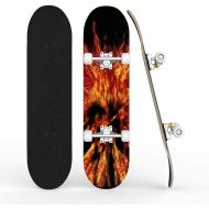 TOEGDNPK Skateboards for Beginners Teens Adults Exploding Lava 3D and Design from red hot Inferno Flames and Extreme 31 X 8 Complete Standard Skate Board, Outdoor Sports Maple Double Kick C
