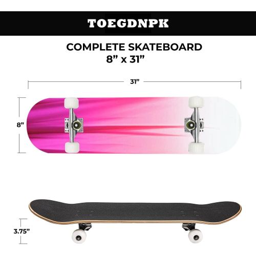  TOEGDNPK Skateboards for Beginners Teens Adults Bold Pink Abstract Color 31 X 8 Complete Standard Skate Board, Outdoor Sports Maple Double Kick Concave Skateboard