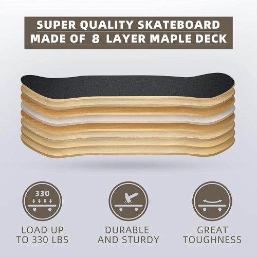  TOEGDNPK Skateboards for Beginners Teens Adults Bold Pink Abstract Color 31 X 8 Complete Standard Skate Board, Outdoor Sports Maple Double Kick Concave Skateboard