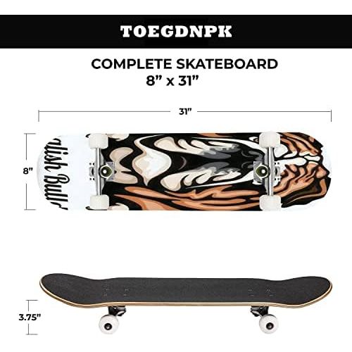  TOEGDNPK Skateboards for Beginners Teens Adults Head English Bulldog Dog Breed Color Image of a Dogs Head Isolated on 31 X 8 Complete Standard Skate Board, Outdoor Sports Maple Double Kick