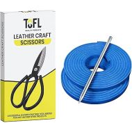 TOFL Blue Baseball Glove Lacing Kit and Leather Craft Scissors That are Bundled Together for Great Savings