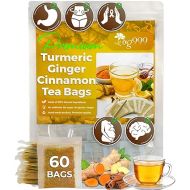 60 Tea Bags - Turmeric, Ginger, Cinnamon Tea, 100% Natural, Hand-made Blend of Turmeric, Ginger, and Cinnamon. Anti-Inflammatea. Eco-conscious Tea Bags. Turmeric Ginger Herbal Tea. No Sugar, No Caffeine, No Gluten, Vegan.