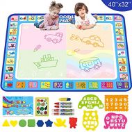 [아마존베스트]Fubo Aqua Magic Doodle Drawing Mat - 40x32 Inches Large Water Coloring Writing Painting Mat for Kids Baby Toddler - Mess Free Educational Toys Present Xmas Gift for Boy Girl Age 2 3 4 5