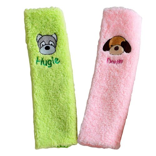  TOIZU 2 Pcs Hugie Dottie Carseat Strap Cover Pad for Baby, Seatbelt Plush Neck Pad Protector for Kids