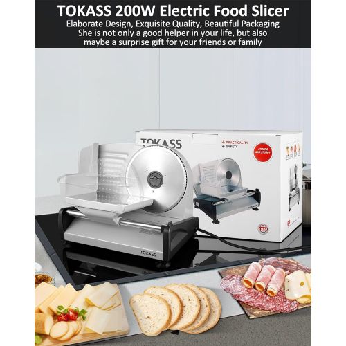  [아마존베스트]Nobranded Meat Slicer Electric Deli Slicer 7.5 Stainless Steel Blades & Food Carriage & Non-slip Feet, Adjustable Thickness for Meat, Cheese, Bread,Electric slicer,Safe Non-Slip Feet, For Ho