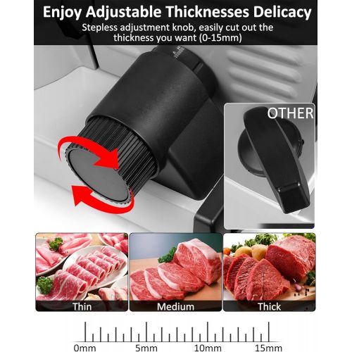  [아마존베스트]Nobranded Meat Slicer Electric Deli Slicer 7.5 Stainless Steel Blades & Food Carriage & Non-slip Feet, Adjustable Thickness for Meat, Cheese, Bread,Electric slicer,Safe Non-Slip Feet, For Ho