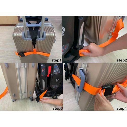  TOKATA Kids Car Seat Travel Belt Luggage Strap to Convert CarSeat and Luggage Suitcase into an Airport Car Seat Stroller & Carrier(Orange)