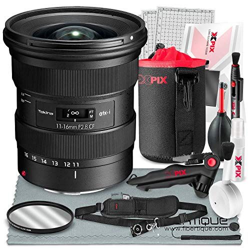  Tokina ATX-i 11-16mm f/2.8 CF Lens for Nikon F + Professional Camera Shoulder Strap, Medium Pouch Bag for DSLR Camera Lens, Table Top/Hand Grip Tripod, UV Filter & Deluxe Cleaning