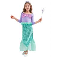 TOKYO-T Ariel Costume for Kids Little Mermaid Dress Up Halloween Princess with Tiara