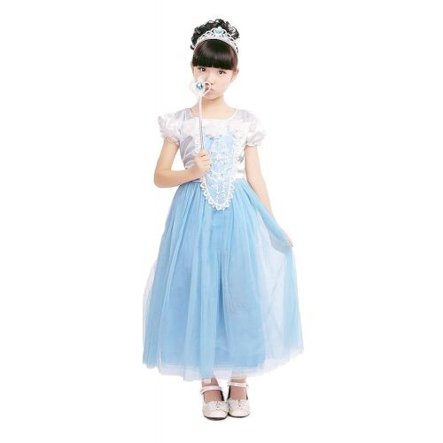  TOKYO-T Elsa Inspired Dress for Girls Princess Cinderella Costume Size 4-6 Party with Accessories