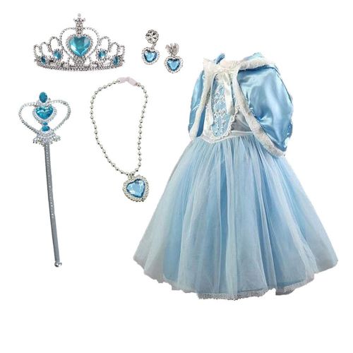  TOKYO-T Elsa Inspired Dress for Girls Princess Cinderella Costume Size 4-6 Party with Accessories