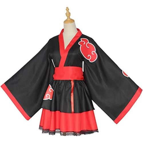  할로윈 용품TOLINA Akatsuki Uchiha Itachi Lolita Dresses Kimono Women Dress Anime Cosplay Costume Girl Fashion Dress