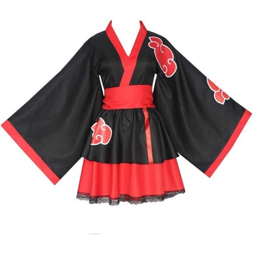  할로윈 용품TOLINA Akatsuki Uchiha Itachi Lolita Dresses Kimono Women Dress Anime Cosplay Costume Girl Fashion Dress