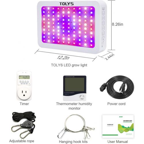  [아마존핫딜][아마존 핫딜] TOLYS LED Grow Light, 2019 Double Switch 1000W Plant Grow Lights with Timer, Thermometer Humidity Monitor Adjustable Rope Full Spectrum Grow Lamps