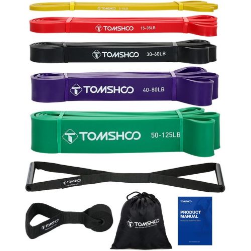  TOM SHOO Pull up Assist Bands Set Loop Exercise Bands Resistance Bands with Straps Handles and Door Anchor for Training Fitness Exercise Home Gym