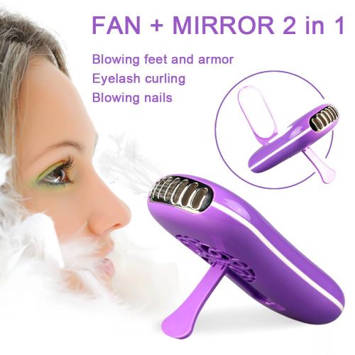  TOMNEW Eyelashes Dryer Fan Mini Portable USB Rechargeable Electric Bladeless Handheld Air...