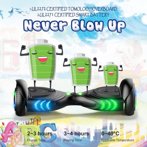  [아마존베스트]TOMOLOO Hoverboard with Bluetooth Speaker and LED Lights Self-Balancing Scooter UL2272 Certified 6.5 Wheel Electric Scooter for Kids and Adults